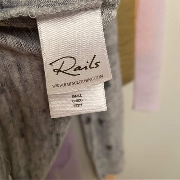 Rails Sami Heather Gray Rivet Stars Long Sleeve Tee Shirt Women’s Small Linen - Picture 6 of 8